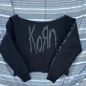 KORN Embroidered “Got the life” Off-Shoulder Sweater